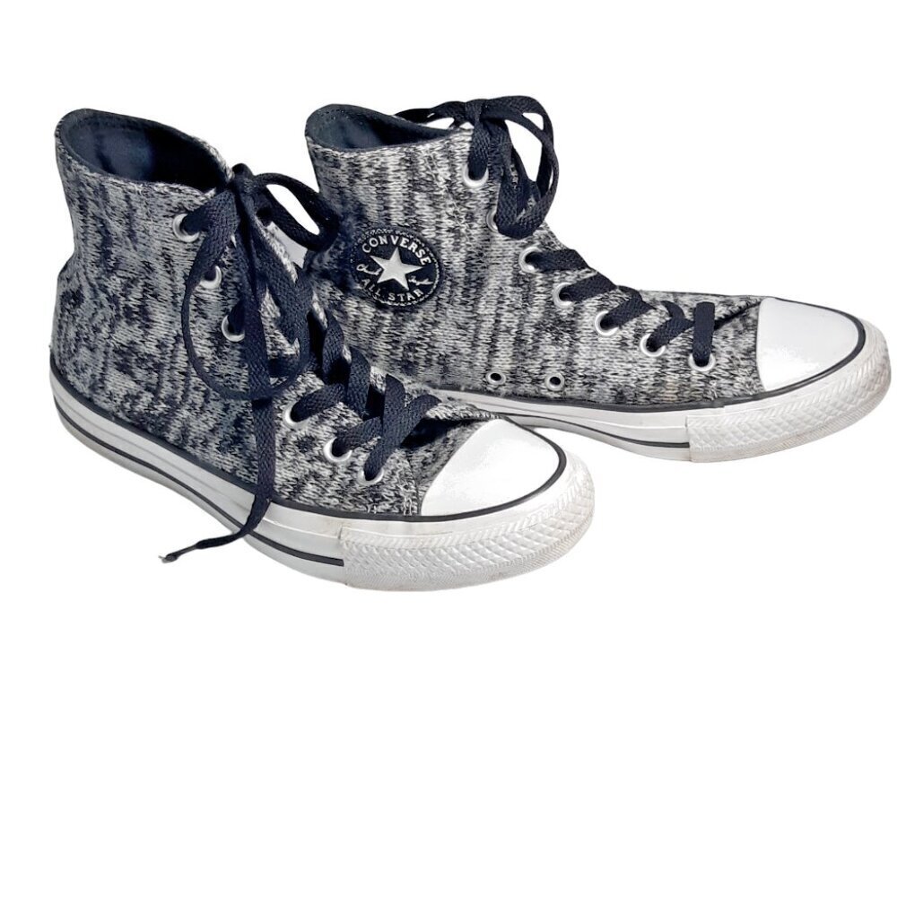 Converse High Hi Top Sneakers Shoes Gray Black Space Dye Knit Womens 6 Mens 4